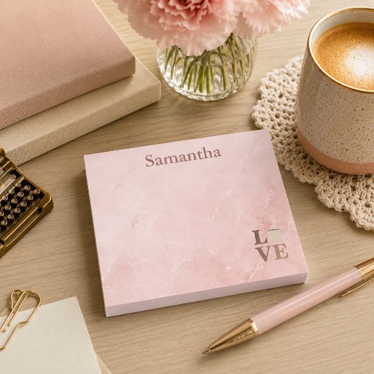 Stoffige Roze Marmer Koffie Liefde Post-it® Notes