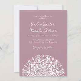 Stoffige Roze Mauve Abstracte Mandala Bruiloft Kaart