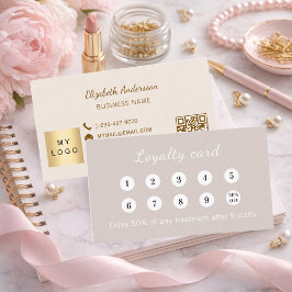 Stoffige roze mauve crème qr-code bedrijfslogo klantenkaartje