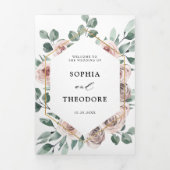 Stoffige Roze Mauve Roos Bloemige Geometrische Tro Drieluik Aankondiging (Cover)