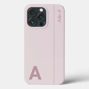 Stoffige Roze Minimaal Modern Initiaal Monogram Case-Mate iPhone Case