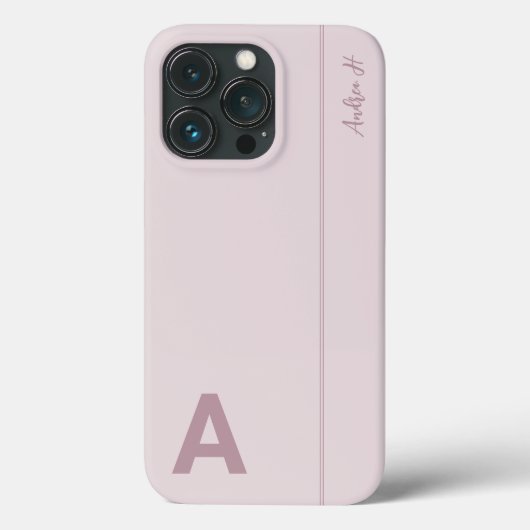 Stoffige Roze Minimaal Modern Initiaal Monogram Case-Mate iPhone Case (Achterkant)