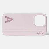 Stoffige Roze Minimaal Modern Initiaal Monogram Case-Mate iPhone Case (Achterkant (horizontaal))