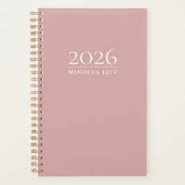 Stoffige Roze Minimaal Planner | Aangepast Jaar, T