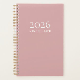 Stoffige Roze Minimaal Planner | Aangepast Jaar, T