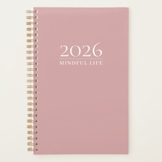 Stoffige Roze Minimaal Planner | Aangepast Jaar, T (Voorkant)