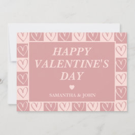 Stoffige Roze Minimale Hartjes Valentijnsdag Cadea Feestdagenkaart