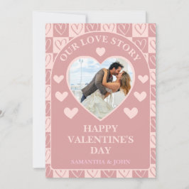 Stoffige Roze Minimale Hartjes Valentijnsdag Cadea Feestdagenkaart