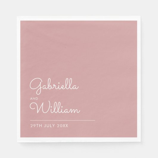 Stoffige Roze Minimalistische Elegante Script Servet (Voorkant)