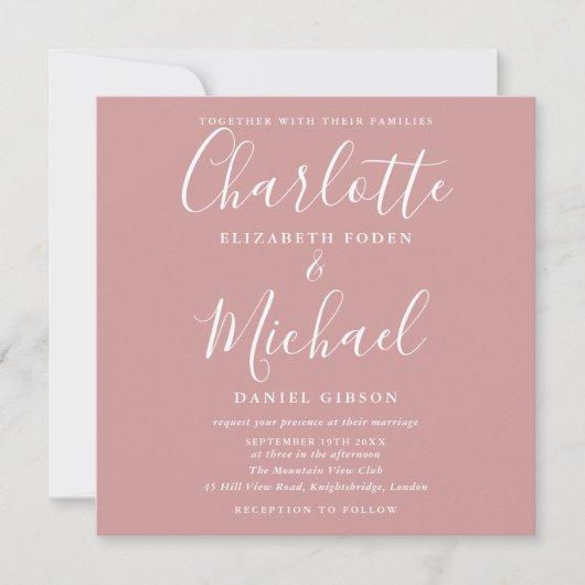 Stoffige Roze Minimalistische Elegante Scriptie Br Kaart (Voorkant)