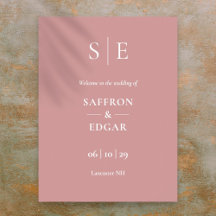 Stoffige Roze Minimalistische Monogram Trouw Welko