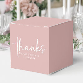 Stoffige Roze Minimalistische Script Bruidsdouche Bedankdoosjes