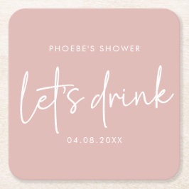 Stoffige Roze Minimalistische Script Bruidsdouche Kartonnen Onderzetters