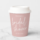 Stoffige Roze Minimalistische Script Bruidsdouche Papieren Bekers (Voorkant)
