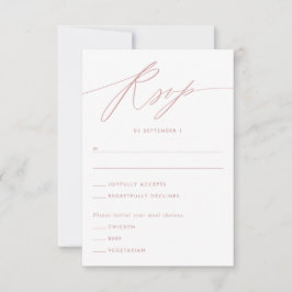 Stoffige Roze Minimalistische Script Responskaart RSVP Kaartje