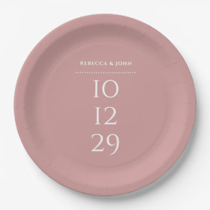 Stoffige Roze Minimalistische Speciale Datum Bruil Papieren Bordje