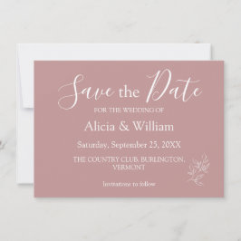 Stoffige Roze Minimalistische Trouw Save The Date