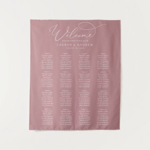 Stoffige Roze Minimalistische Trouw Stoelen Chart Wandkleed