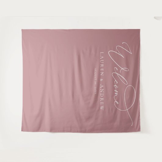 Stoffige Roze Minimalistische Trouwfoto Booth Acht Wandkleed (Voorkant (horizontaal))