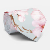 Stoffige roze mint waterverf kersenbloesem stropdas (Opgerold)
