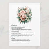 Stoffige Roze, Mintgroene en Blush Bloemen Bruilof Menu (Achterkant)