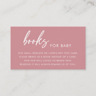Stoffige Roze Moderne Boeken voor Baby Shower Bijl Informatiekaartje