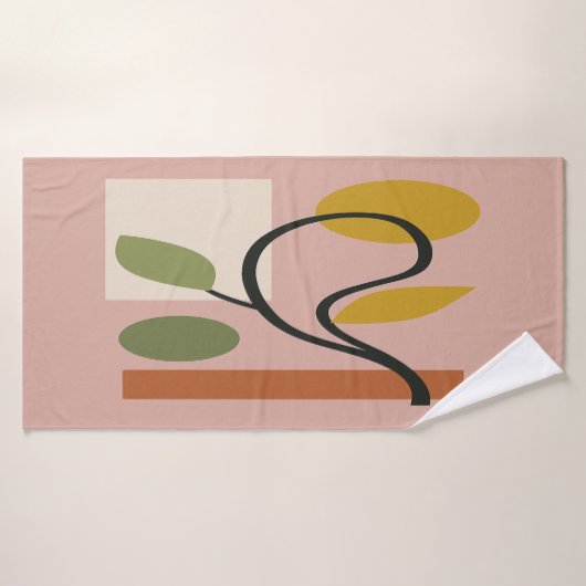 Stoffige Roze Moderne Geometrische Badhanddoek (Badhanddoek)