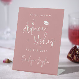Stoffige Roze Moderne Script Afstudeeradvies & wen Reclamebord Met Voetstuk