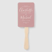 Stoffige Roze Moderne Script Huwelijksprogramma Handwaaier (Voorkant)