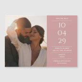 Stoffige Roze Moderne Trouwfoto Save The Date Magnetische Uitnodiging (Voorkant)