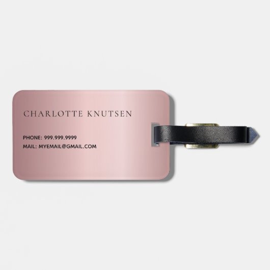 Stoffige roze monogram naam bagagelabel (Achterkant horizontaal)