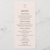 Stoffige Roze Monogram Parel Christelijke Trouwmen Menu (Voorkant)