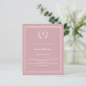 Stoffige roze monogram slinger verjaardagsuitnodig (Staand voorkant)