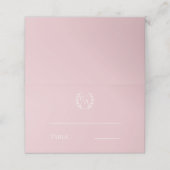 Stoffige roze monogramkrans plaatskaartje (Buitenkant ongevouwen)