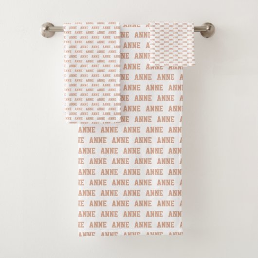 Stoffige Roze Naam Patroon Modern Bad Handdoek (Insitu)