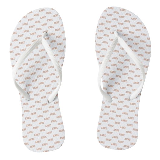 Stoffige Roze Naam Patroon Wit Teenslippers (Voetbed)