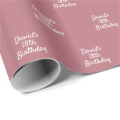 Stoffige roze naam script verjaardag cadeaupapier (Rol Hoek)