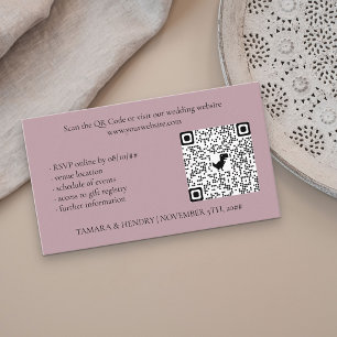 Stoffige Roze Online RSVP QR Code Huwelijk Informatiekaartje