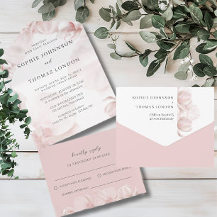 Stoffige roze orchidee All in One Wedding Uitnodig Uitnodiging