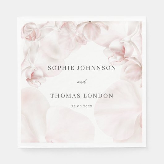 Stoffige roze orchidee aquarel bruiloft servet (Voorkant)