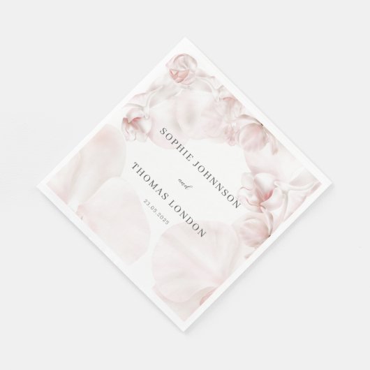 Stoffige roze orchidee aquarel bruiloft servet (Hoek)