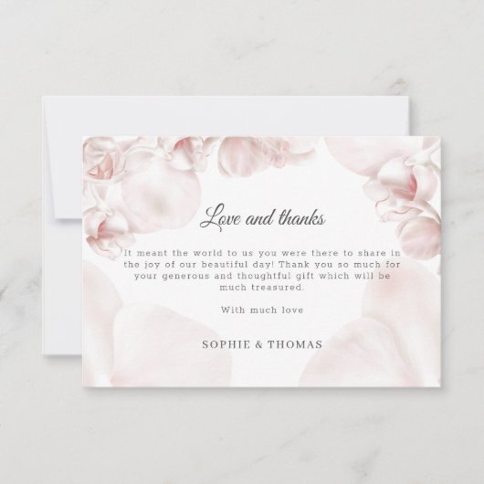 Stoffige roze orchidee waterverf bruiloft bedankkaart (Voorkant)