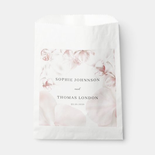 Stoffige roze orchidee waterverf bruiloft bedankzakje (Voorkant)
