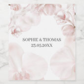 Stoffige roze orchidee waterverf bruiloft details wijn etiket (Enkel label)