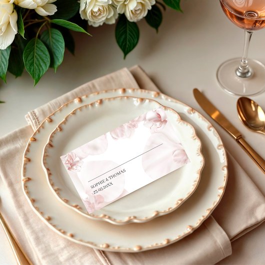 Stoffige roze orchidee waterverf bruiloft plaatskaartje