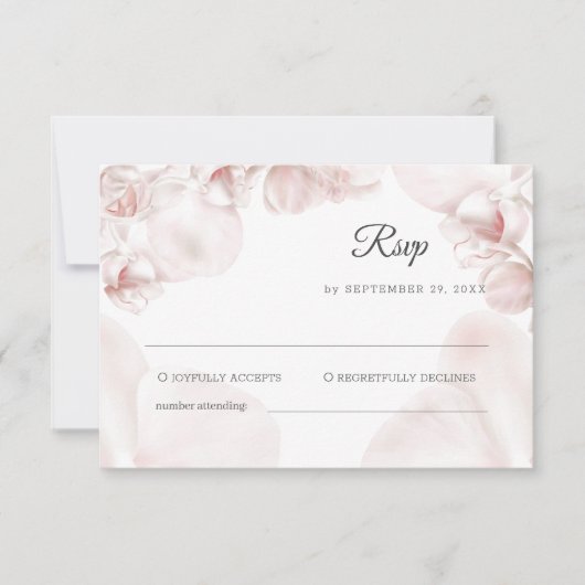 Stoffige roze orchidee waterverf bruiloft RSVP kaartje (Voorkant)