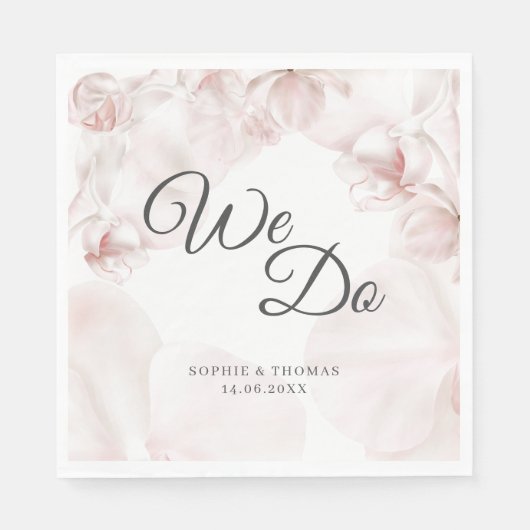 Stoffige roze orchidee waterverf bruiloft servet (Voorkant)