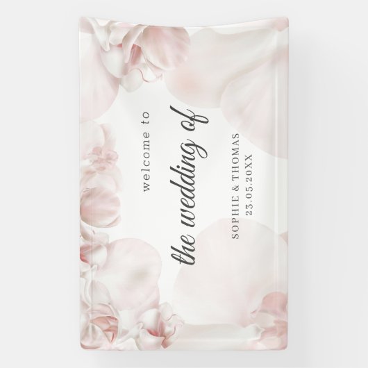 Stoffige roze orchidee waterverf bruiloft spandoek (Verticaal)