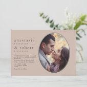 Stoffige Roze Ovaal Foto Huwelijksuitnodiging Kaart (Staand voorkant)