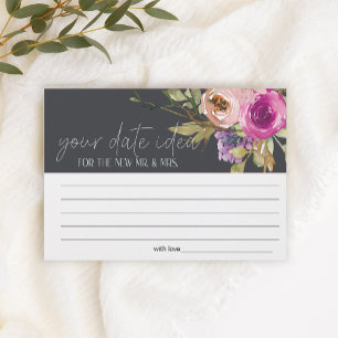 Stoffige roze paarse date night idee shower spel briefpapier